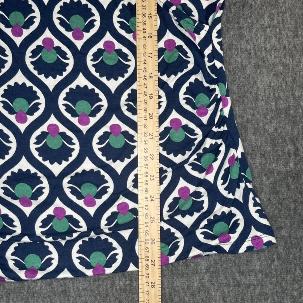 Boden ruched top womens sz 16/18 -navy geometric print stretchy for summer - Picture 7 of 12